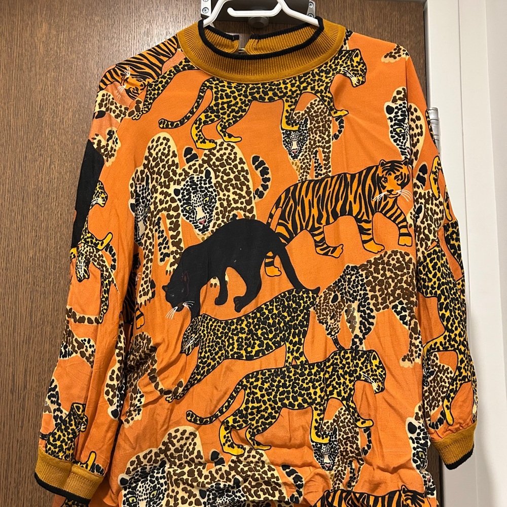 Anthropologie- Conditions Apply Vibrant Animal Print Shirt